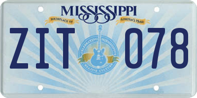 MS license plate ZIT078