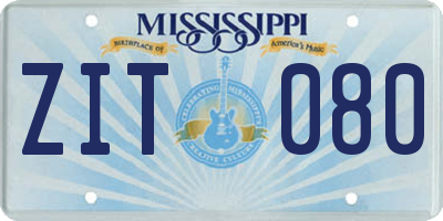 MS license plate ZIT080