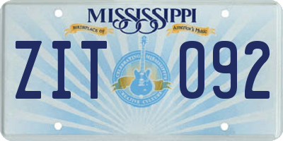 MS license plate ZIT092