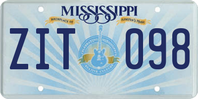 MS license plate ZIT098