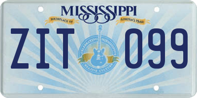 MS license plate ZIT099