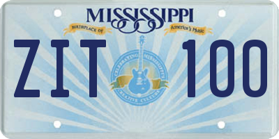 MS license plate ZIT100