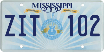 MS license plate ZIT102