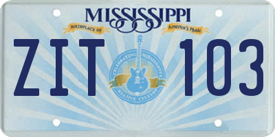 MS license plate ZIT103