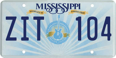 MS license plate ZIT104