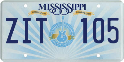 MS license plate ZIT105