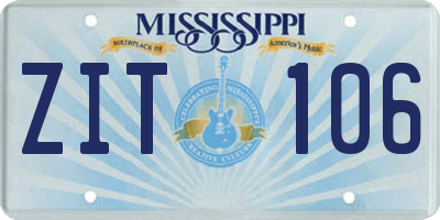 MS license plate ZIT106