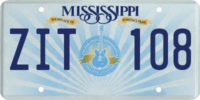 MS license plate ZIT108