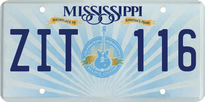 MS license plate ZIT116