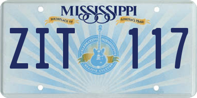 MS license plate ZIT117