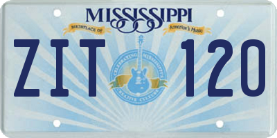 MS license plate ZIT120