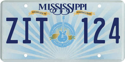 MS license plate ZIT124