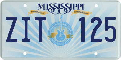MS license plate ZIT125