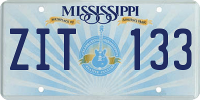 MS license plate ZIT133