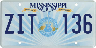 MS license plate ZIT136