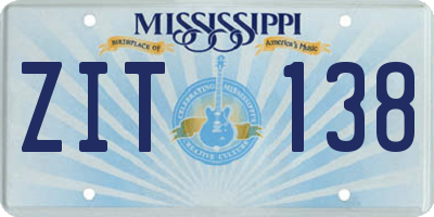 MS license plate ZIT138