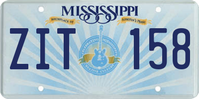 MS license plate ZIT158