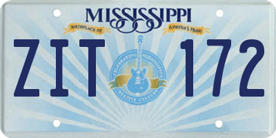 MS license plate ZIT172