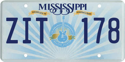 MS license plate ZIT178