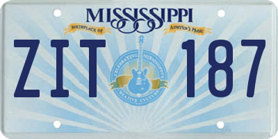 MS license plate ZIT187