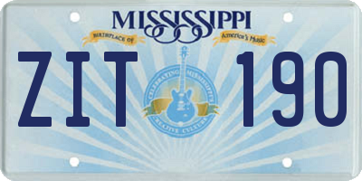 MS license plate ZIT190
