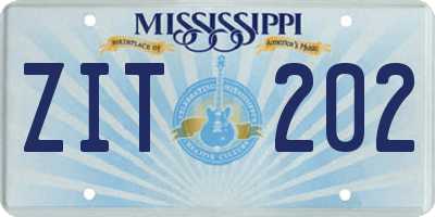 MS license plate ZIT202