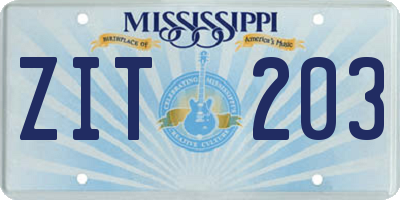 MS license plate ZIT203