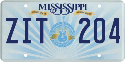 MS license plate ZIT204
