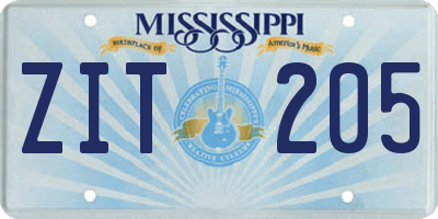 MS license plate ZIT205