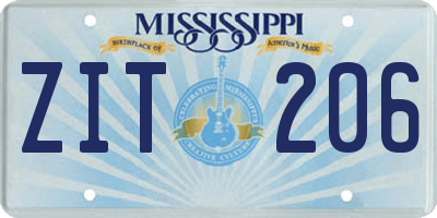 MS license plate ZIT206