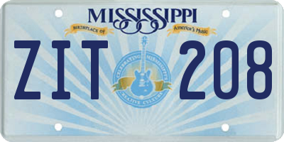 MS license plate ZIT208