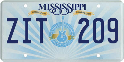 MS license plate ZIT209