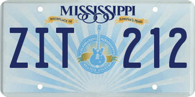 MS license plate ZIT212