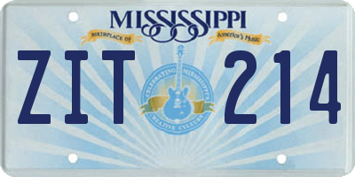 MS license plate ZIT214