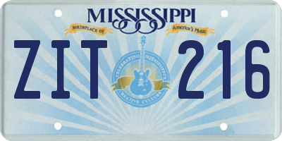 MS license plate ZIT216