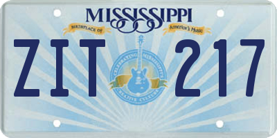MS license plate ZIT217
