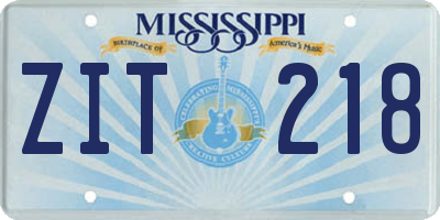 MS license plate ZIT218