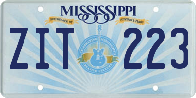 MS license plate ZIT223