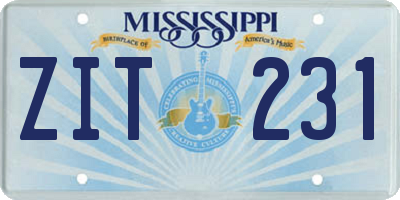MS license plate ZIT231