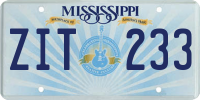 MS license plate ZIT233