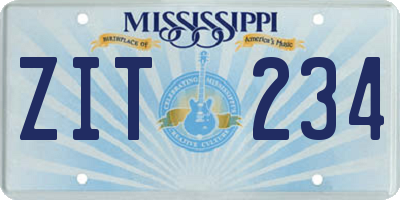 MS license plate ZIT234