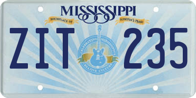 MS license plate ZIT235
