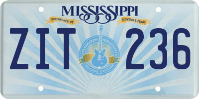 MS license plate ZIT236