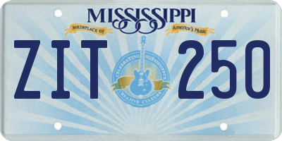 MS license plate ZIT250