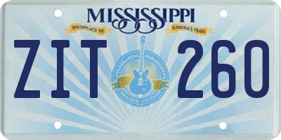 MS license plate ZIT260