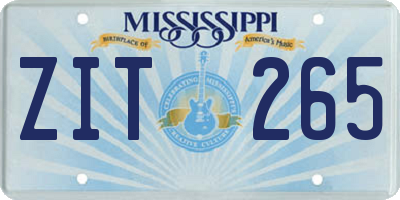 MS license plate ZIT265
