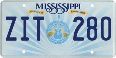 MS license plate ZIT280