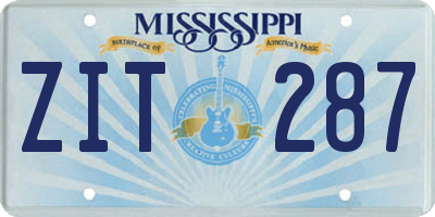 MS license plate ZIT287