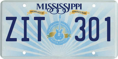 MS license plate ZIT301