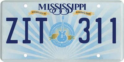 MS license plate ZIT311